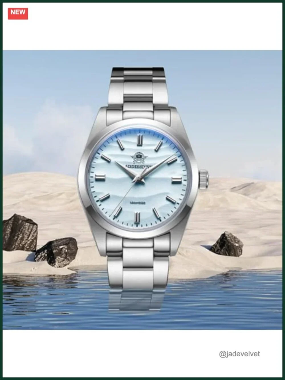 Men's 36mm Quartz Watch Stainless Steel 100m Waterproof